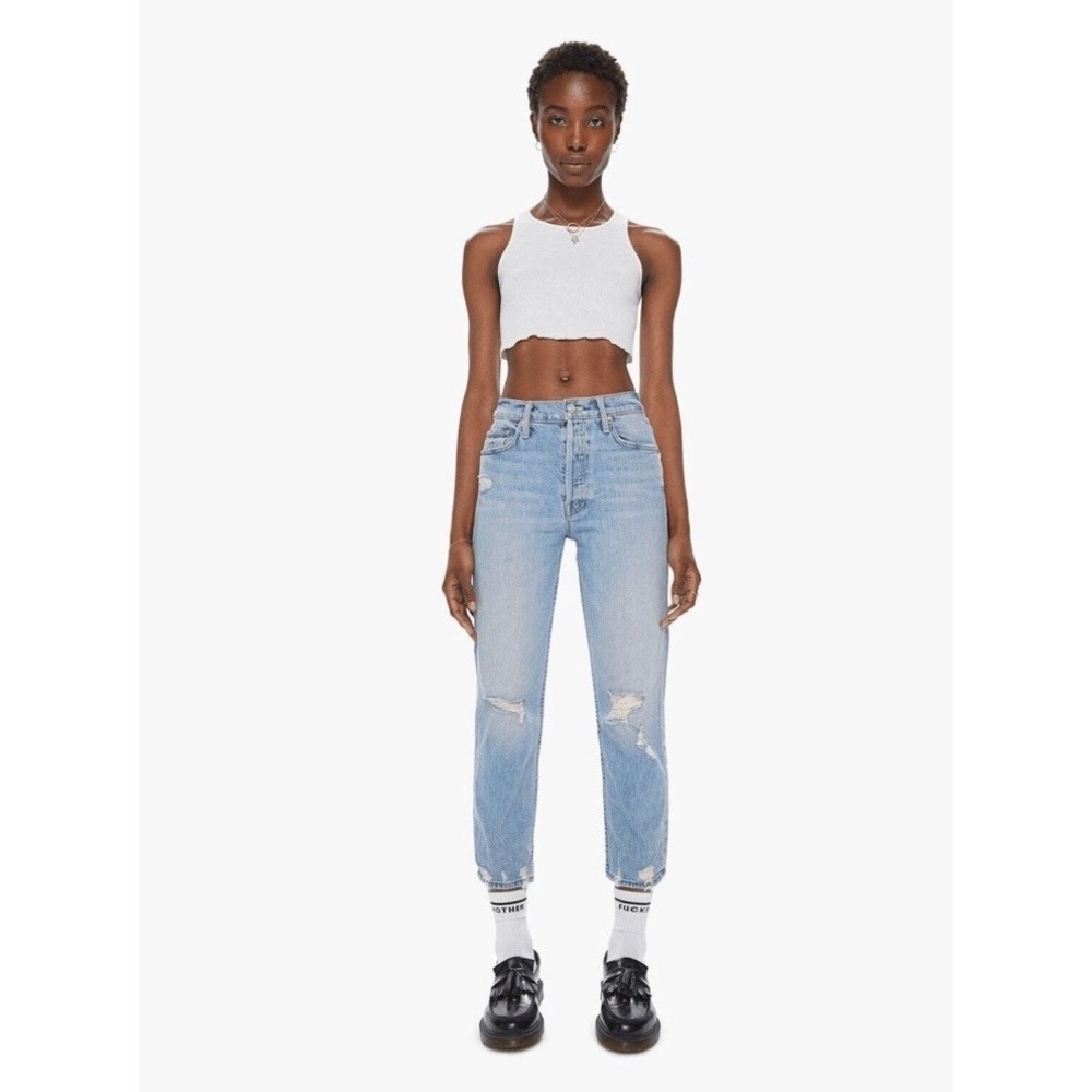 MOTHER The Tomcat Jeans in The Confession Wash Blue Distressed Size 26 USA Made - Picture 8 of 13